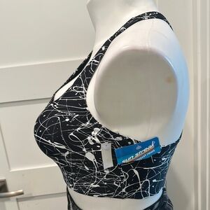 Vintage Black and White Sports Racerback Bra